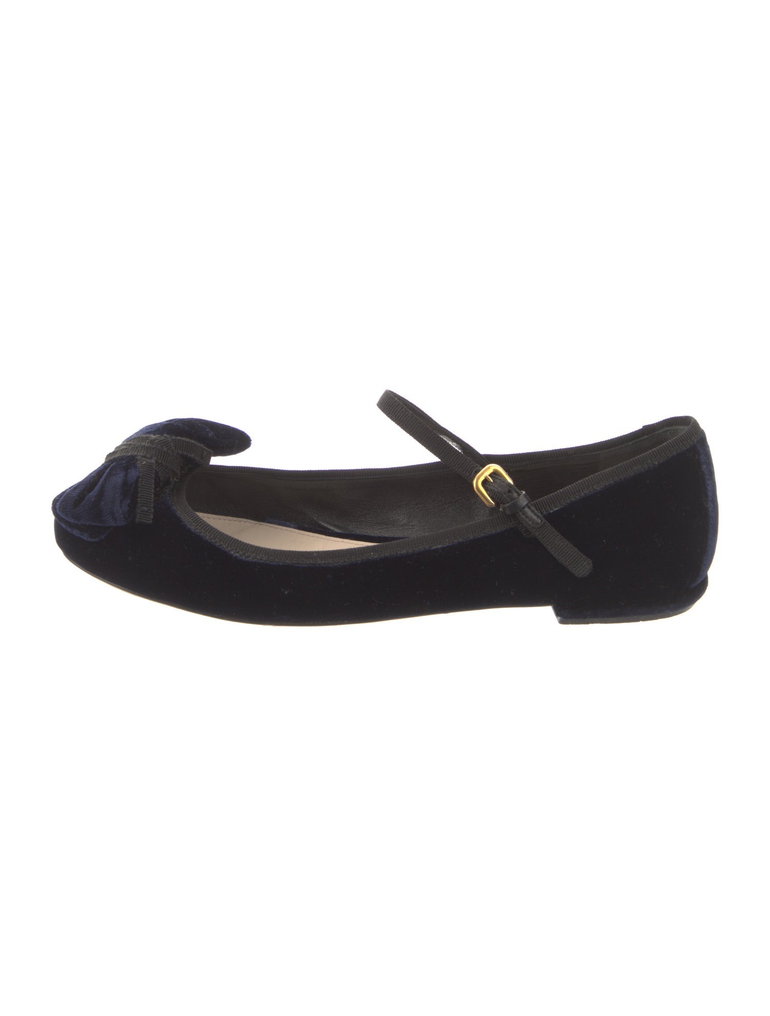 Prada Velvet Bow Accents Mary Jane Flats