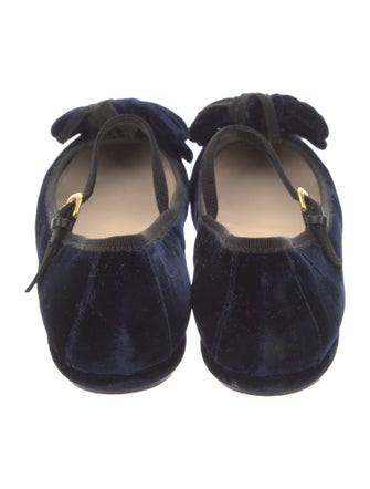 Prada Velvet Bow Accents Mary Jane Flats