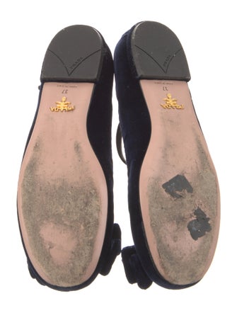 Prada Velvet Bow Accents Mary Jane Flats