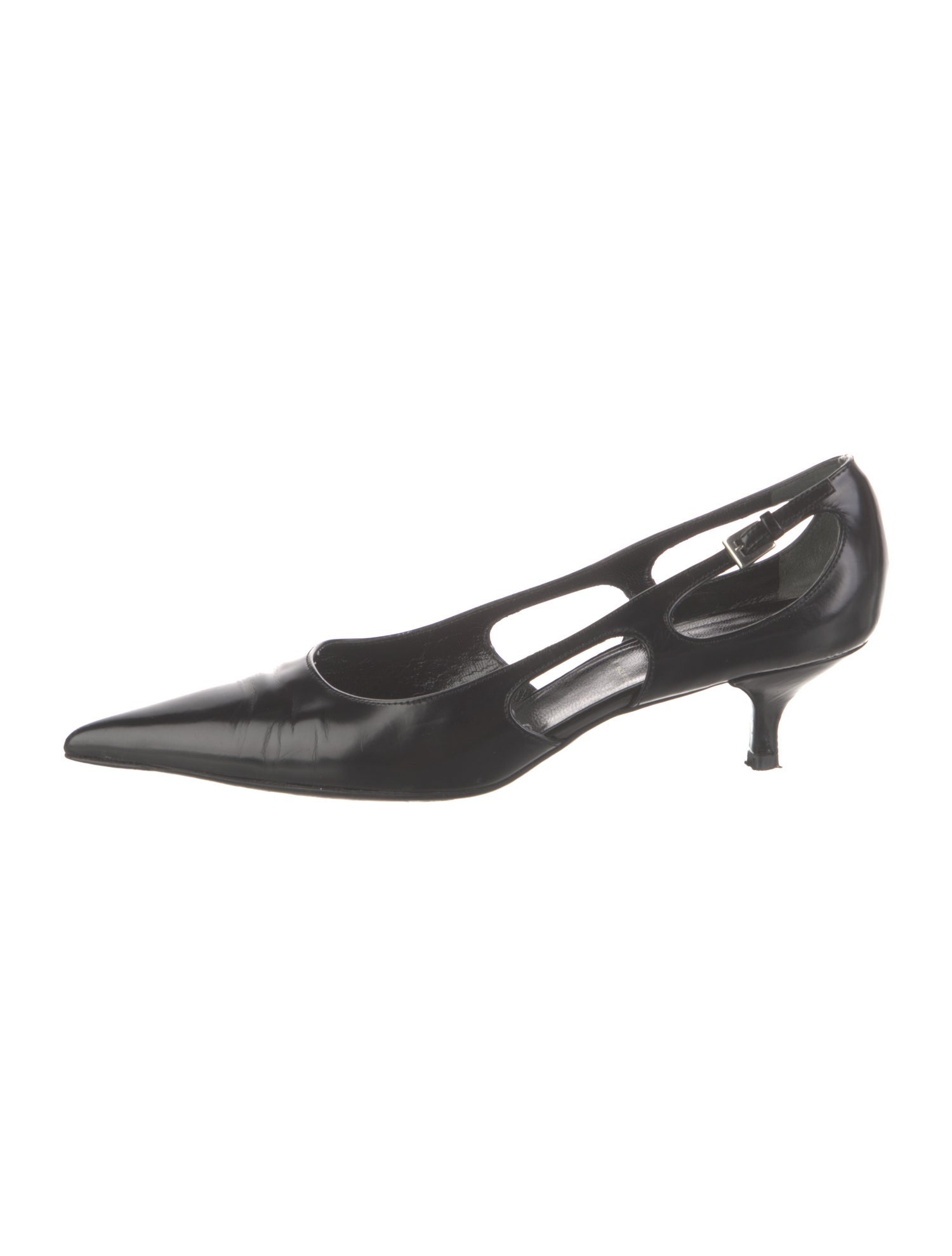 Prada Patent Leather Cutout Accent Pumps