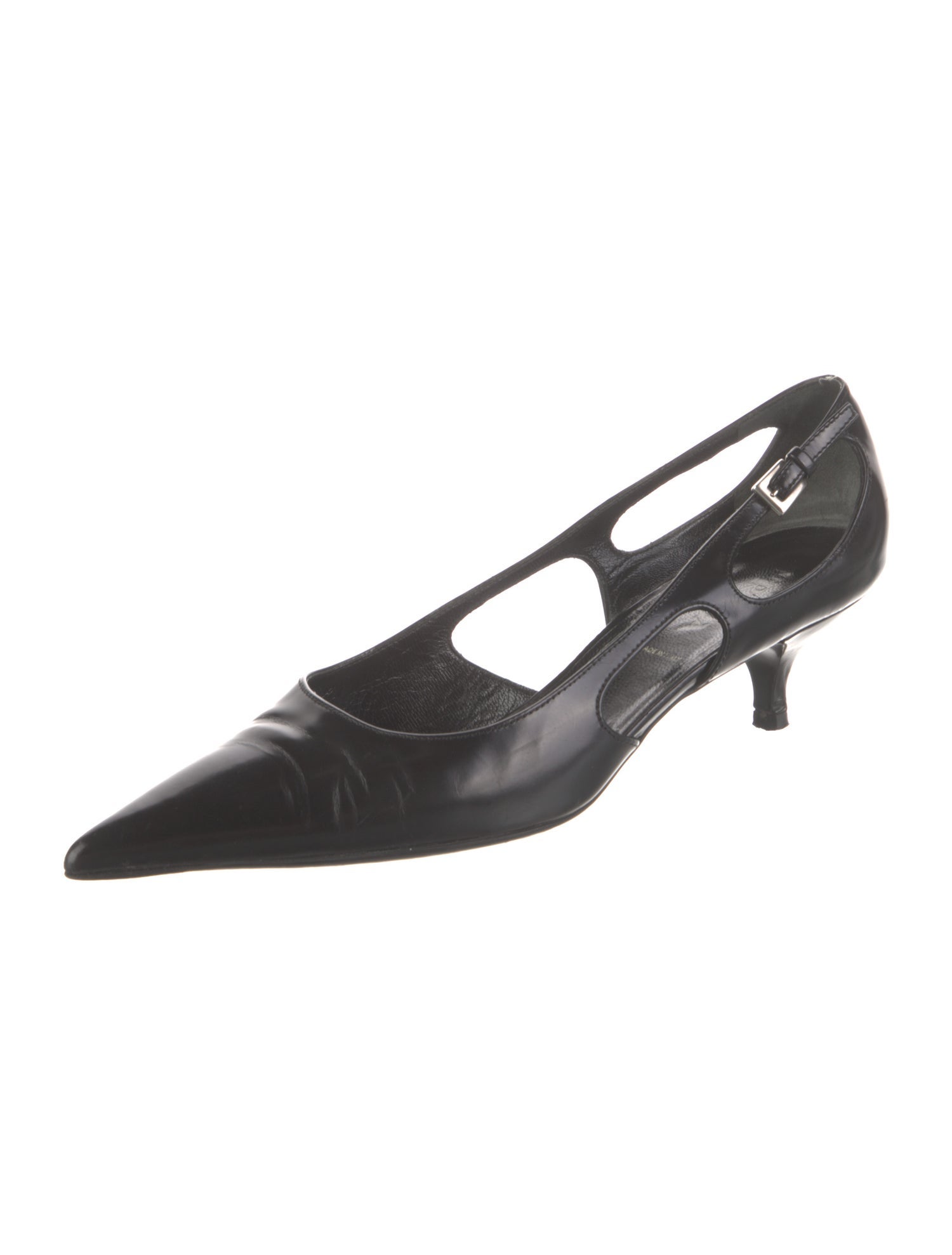Prada Patent Leather Cutout Accent Pumps