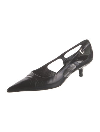Prada Patent Leather Cutout Accent Pumps