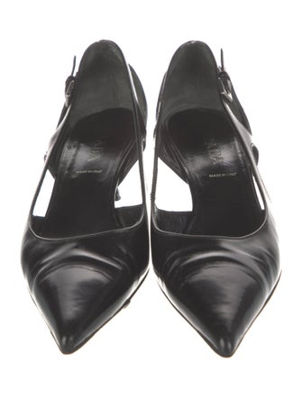 Prada Patent Leather Cutout Accent Pumps