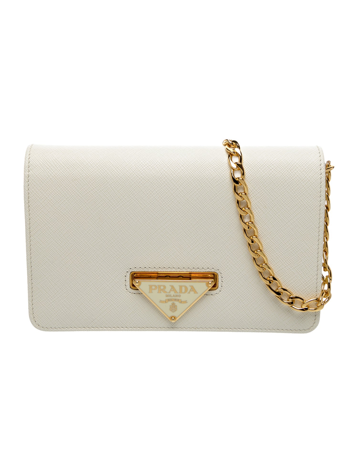 Prada Enameled Metal Triangle Clutch