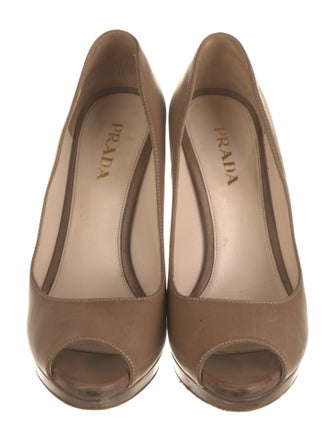 Prada Leather Cutout Accent Pumps