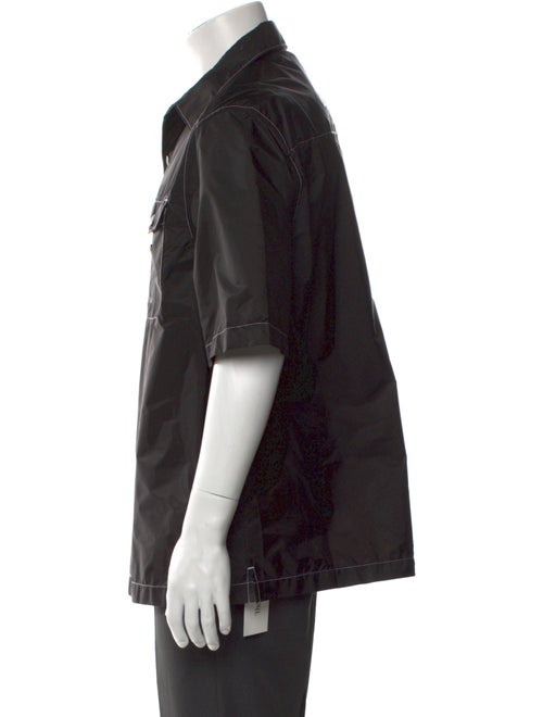 Prada Enameled Metal Triangle Three-Quarter Sleeve Shirt