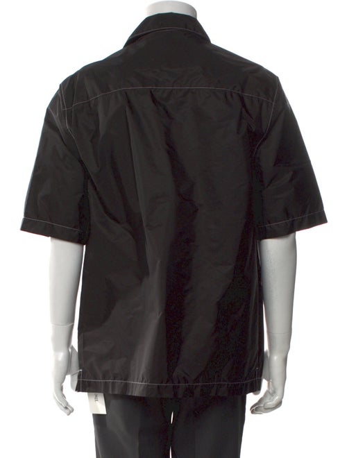 Prada Enameled Metal Triangle Three-Quarter Sleeve Shirt