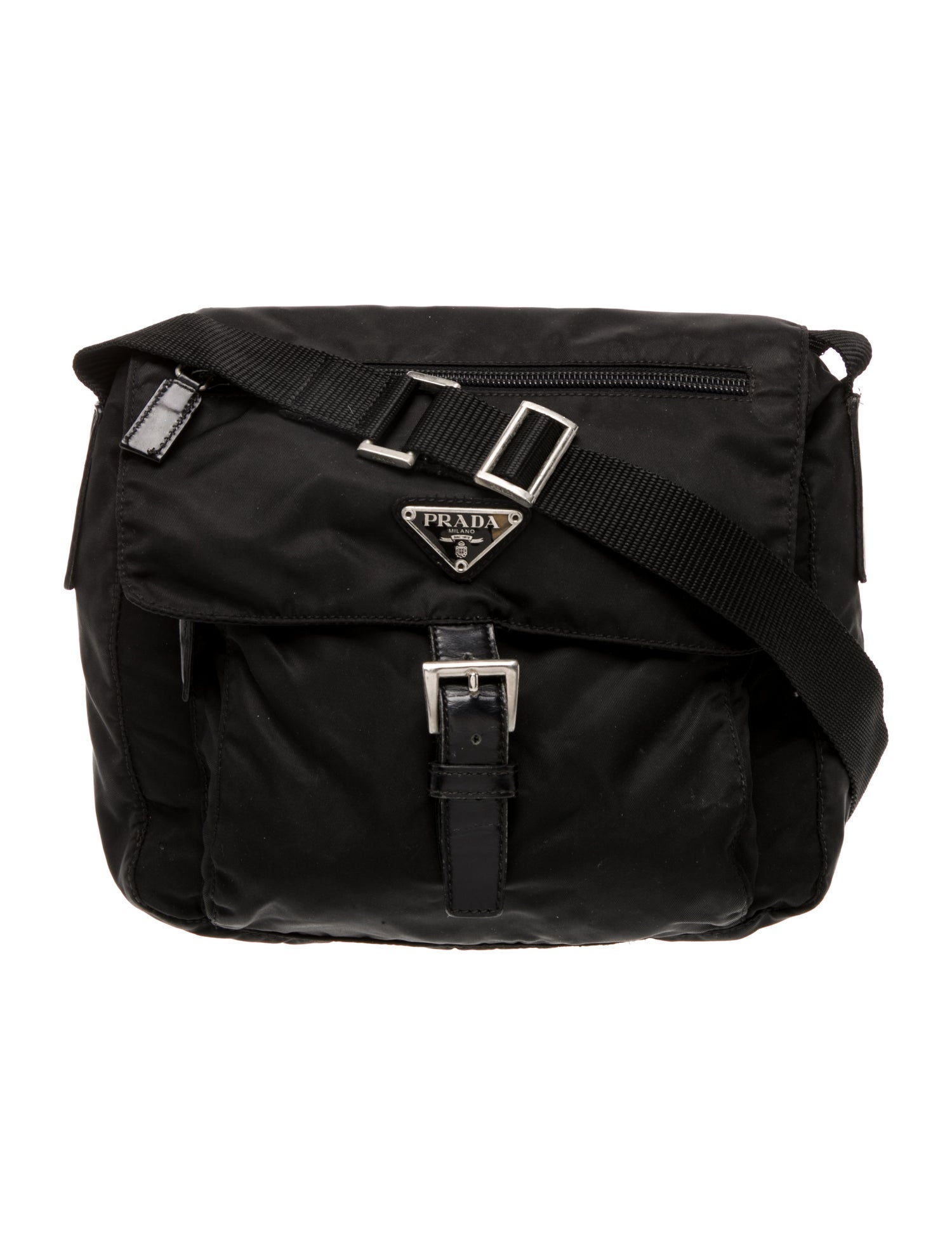 Prada Enameled Metal Triangle Shoulder Bag