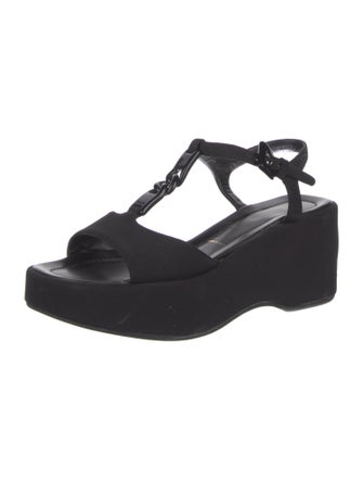Prada Nylon Chain-Link Accents T-Strap Sandals