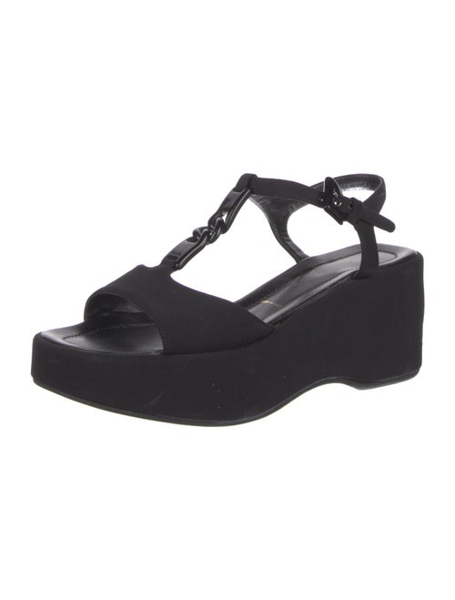 Prada Nylon Chain-Link Accents T-Strap Sandals
