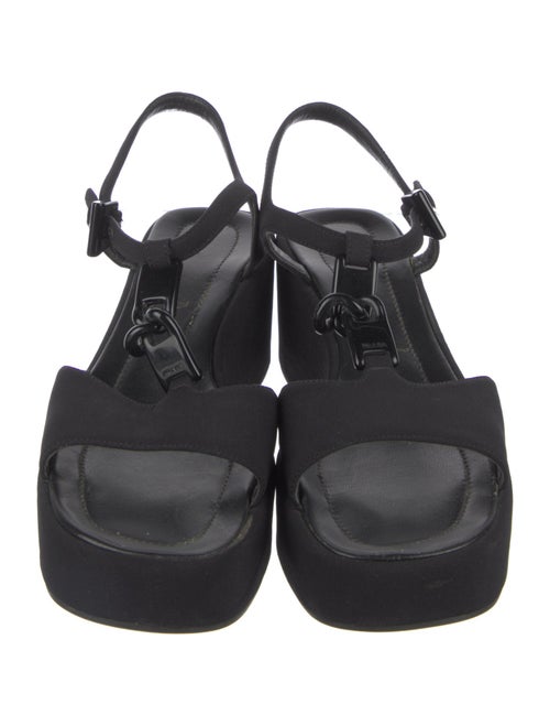 Prada Nylon Chain-Link Accents T-Strap Sandals