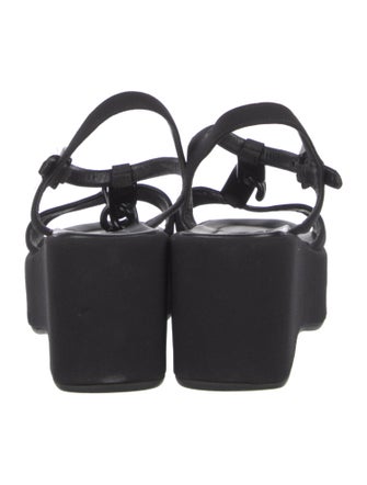 Prada Nylon Chain-Link Accents T-Strap Sandals