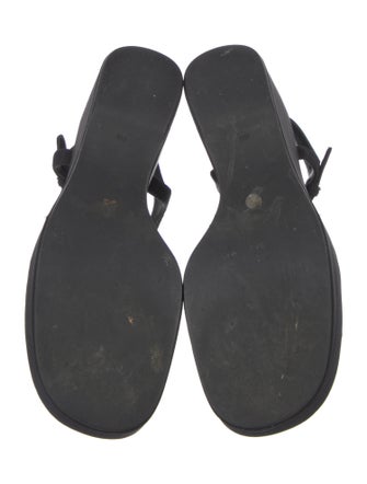 Prada Nylon Chain-Link Accents T-Strap Sandals