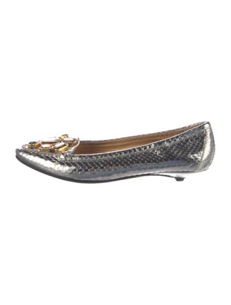 Prada Embossed Leather Crystal Embellishments Ballet Flats