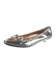 Prada Embossed Leather Crystal Embellishments Ballet Flats