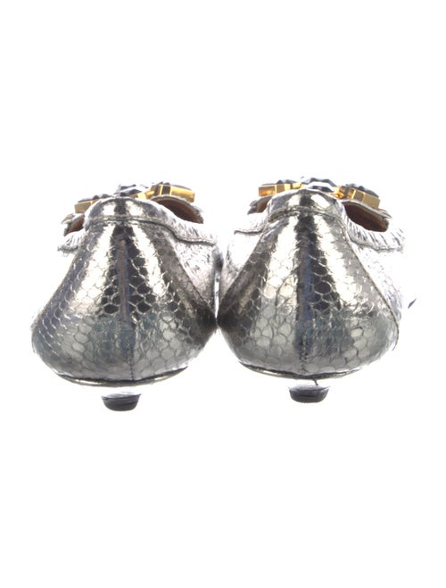 Prada Embossed Leather Crystal Embellishments Ballet Flats