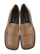 Prada Leather Fringe Trim Accent Loafers