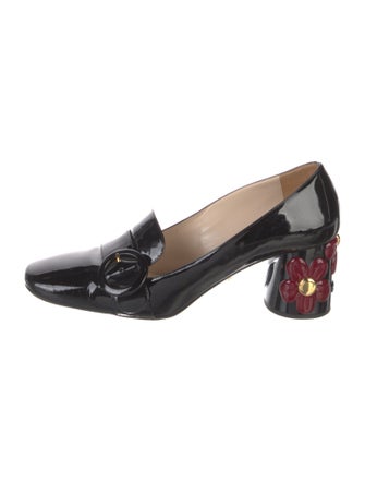 Prada Patent Leather Leather Trim Embellishment Pumps