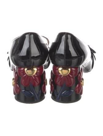 Prada Patent Leather Leather Trim Embellishment Pumps