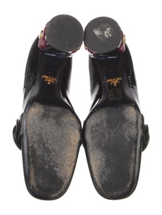 Prada Patent Leather Leather Trim Embellishment Pumps