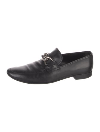 Prada Leather Chain-Link Accents Dress Loafers