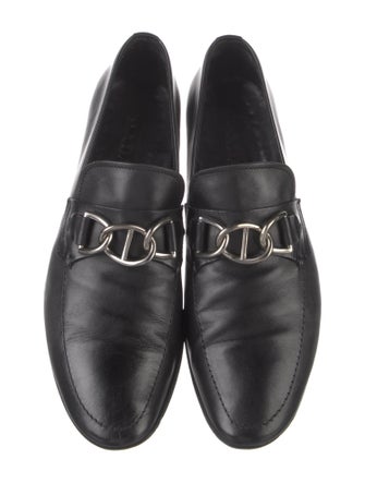 Prada Leather Chain-Link Accents Dress Loafers