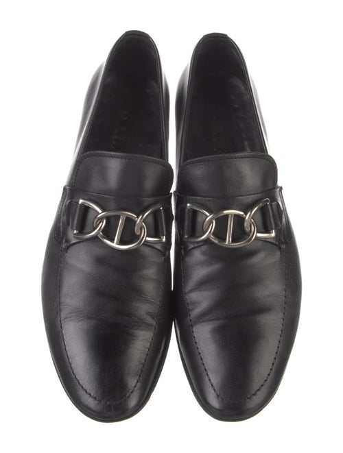 Prada Leather Chain-Link Accents Dress Loafers