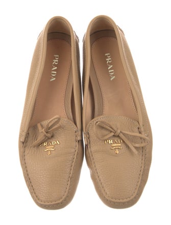 Prada Leather Bow Accents Loafers