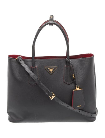 Prada Saffiano Cuir Leather Double Bag Medium