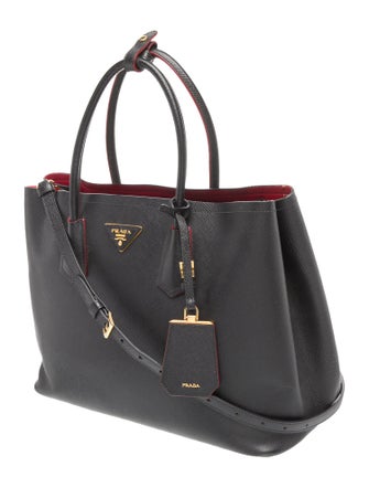 Prada Saffiano Cuir Leather Double Bag Medium