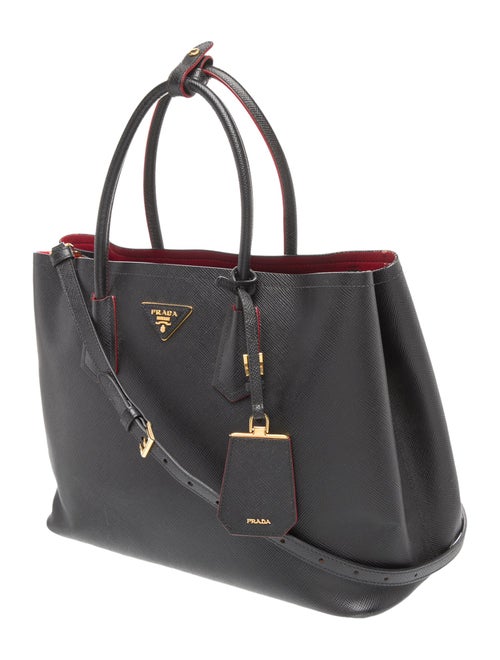Prada Saffiano Cuir Leather Double Bag Medium