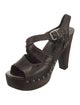 Prada Leather Studded Accents T-Strap Pumps