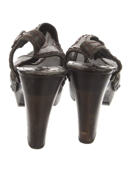 Prada Leather Studded Accents T-Strap Pumps