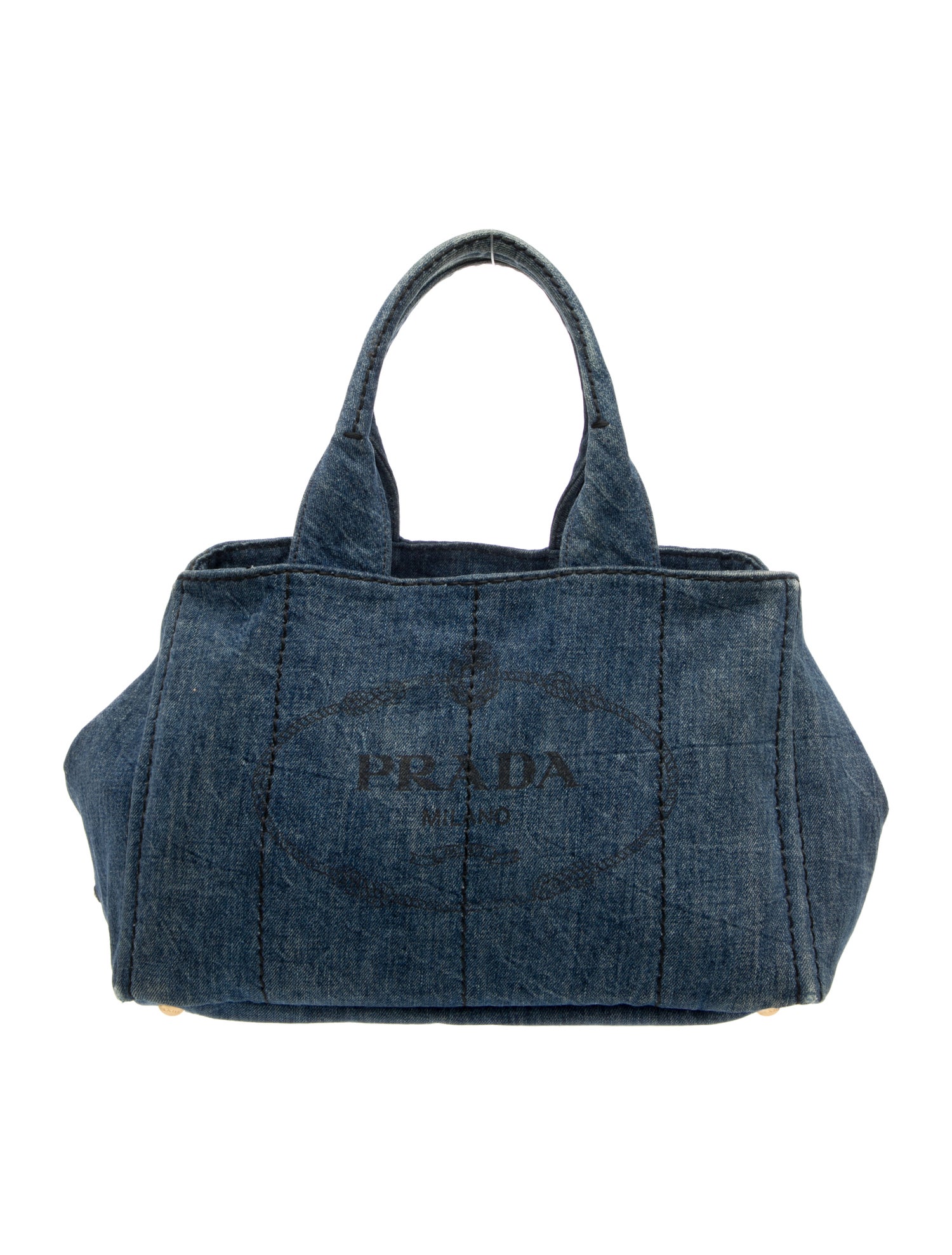 Prada Enameled Metal Triangle Top Handle Bag