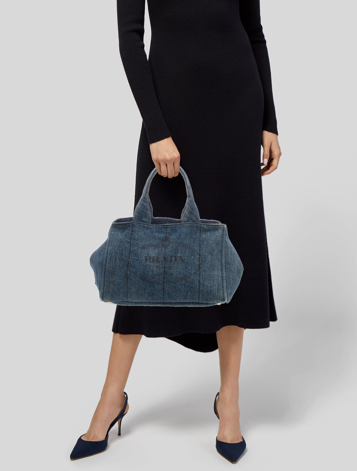 Prada Enameled Metal Triangle Top Handle Bag