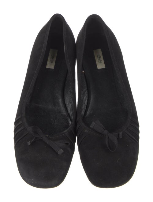 Prada Suede Leather Trim Embellishment Flats