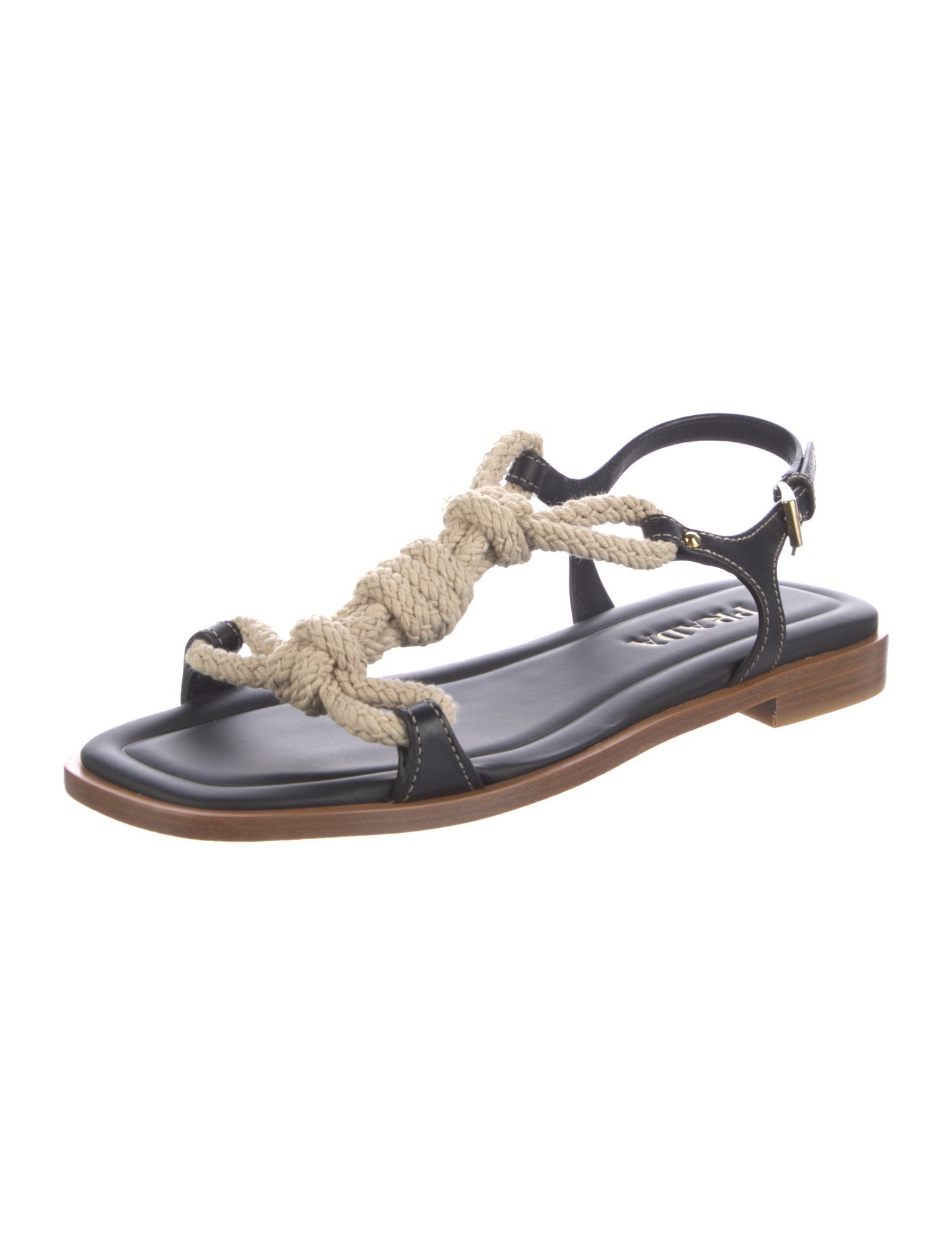 Prada Leather T-Strap Sandals