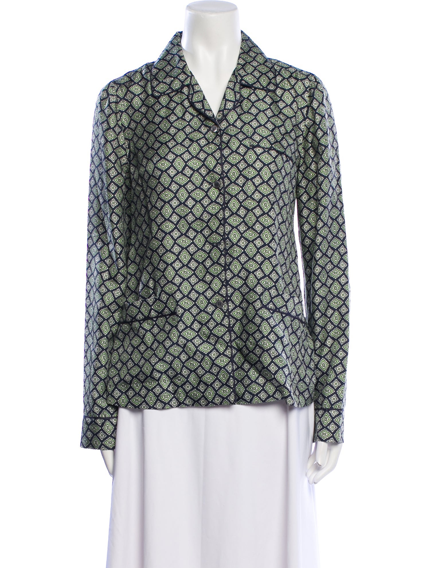 Prada 2017 Silk Button-Up Top