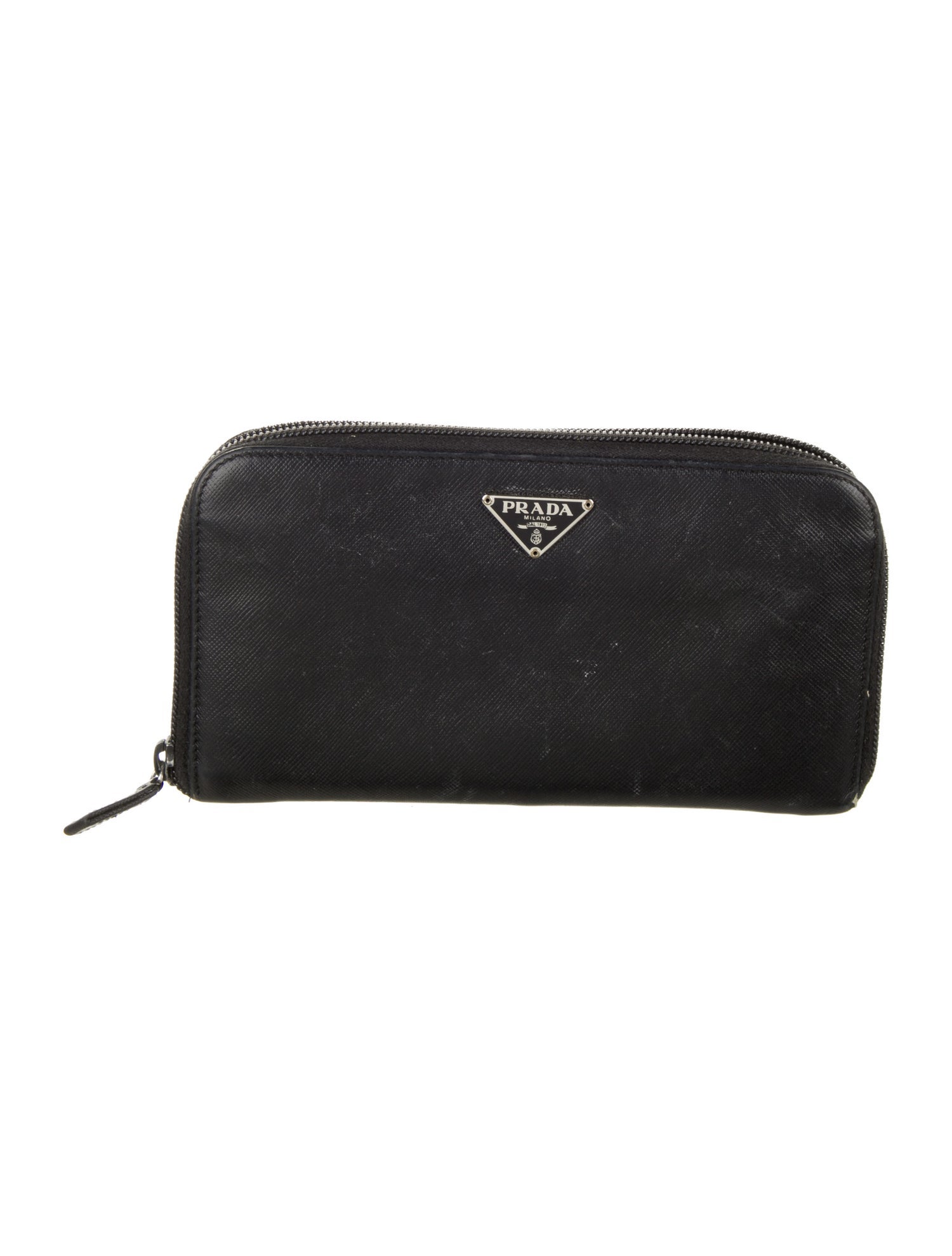 Prada Saffiano Triangle Leather Wallet