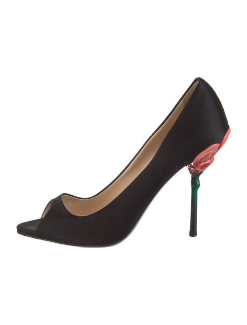 Prada Satin Graphic Print Pumps