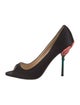 Prada Satin Graphic Print Pumps