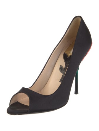 Prada Satin Graphic Print Pumps