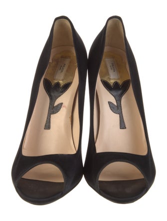 Prada Satin Graphic Print Pumps