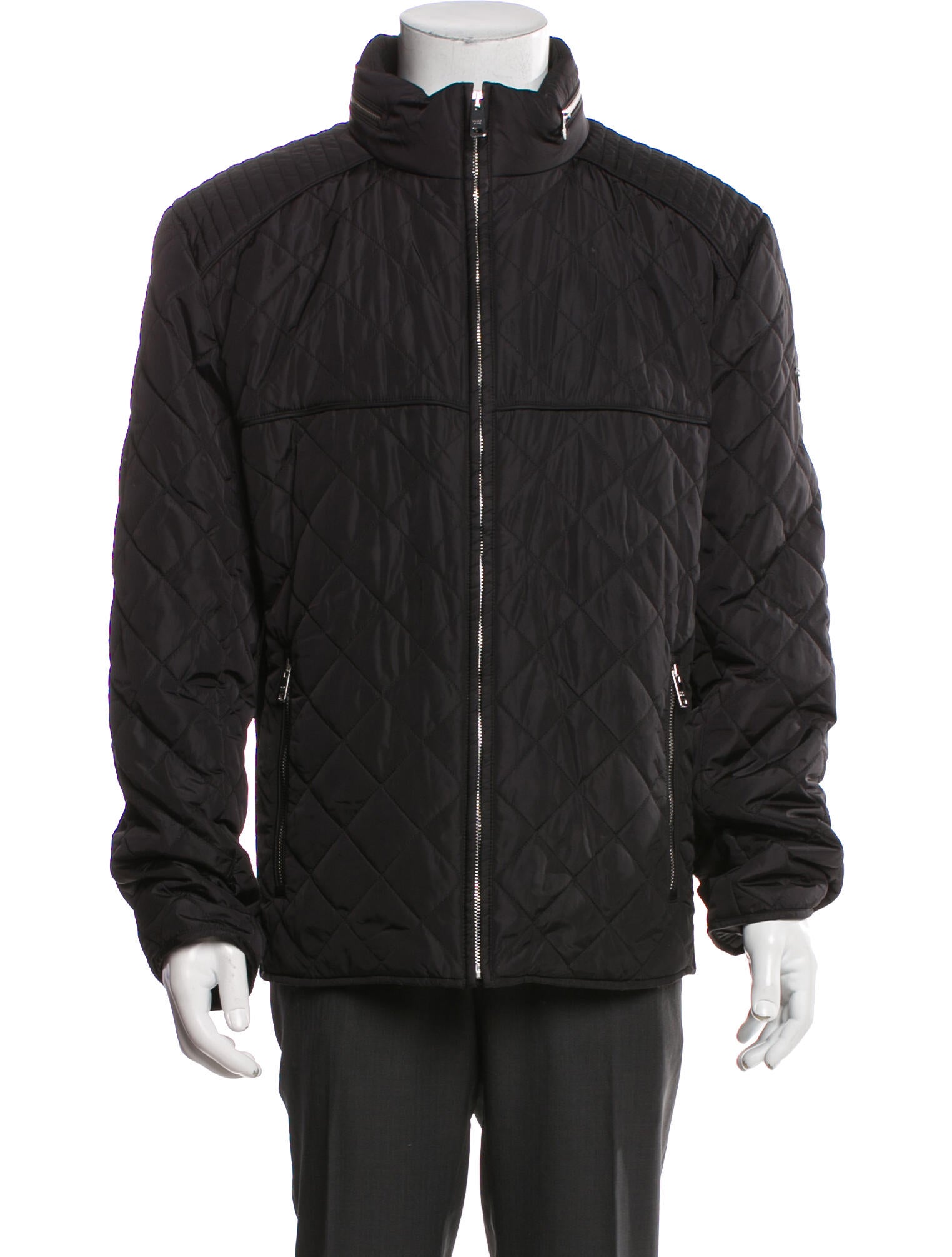 Prada 2019 Enameled Metal Triangle Puffer Coat