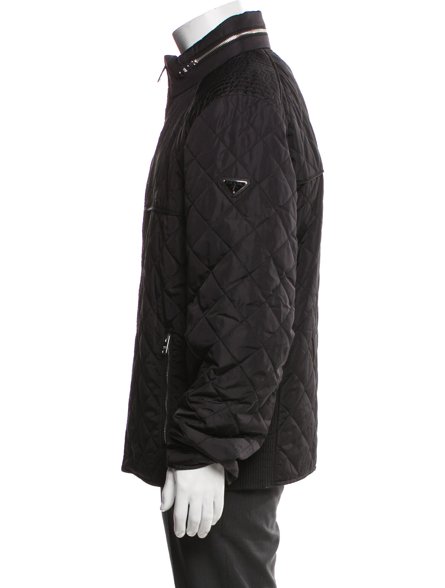 Prada 2019 Enameled Metal Triangle Puffer Coat