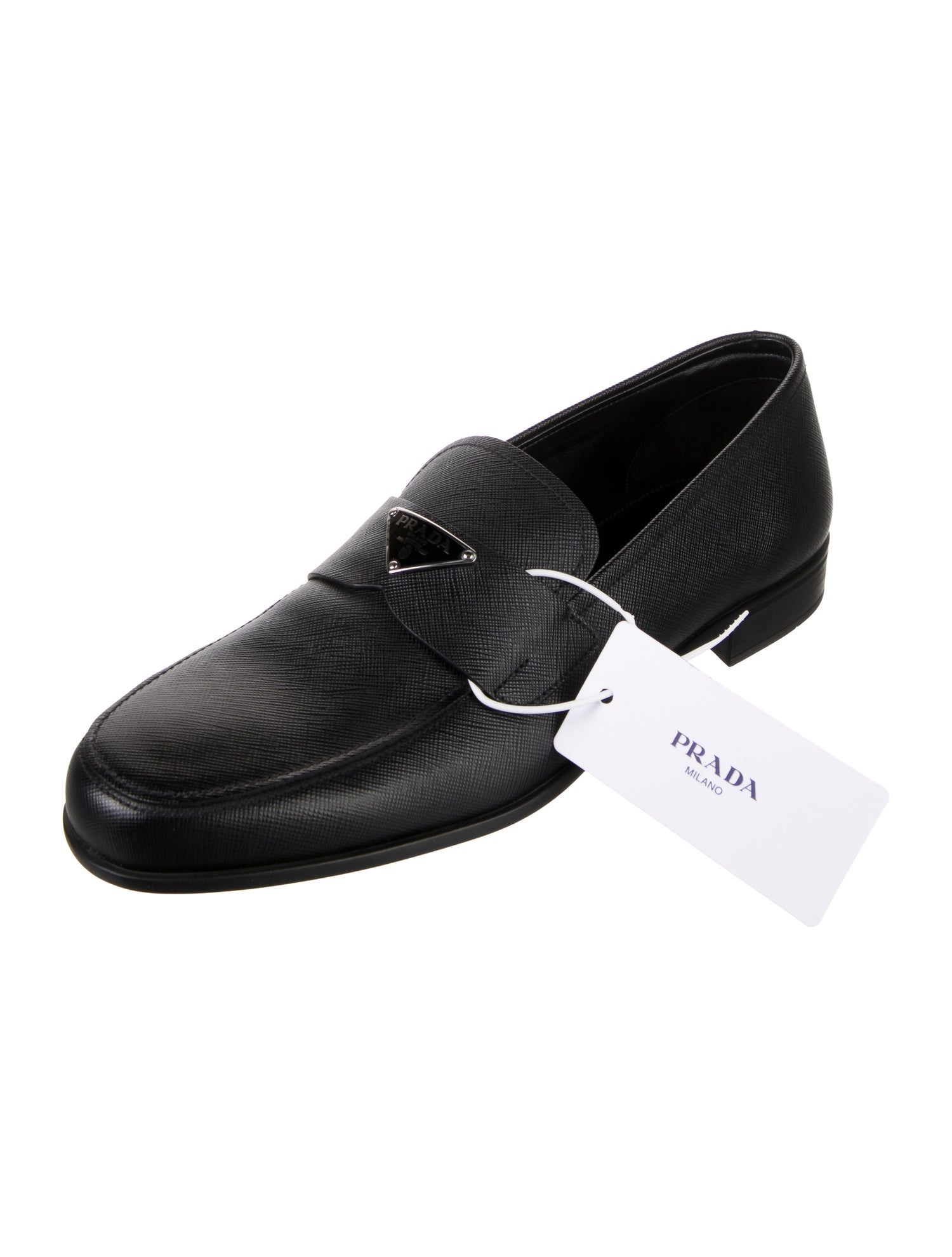 Prada Saffiano Leather Printed Dress Loafers