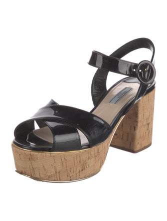 Prada Patent Leather Slingback Sandals