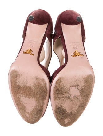 Prada Suede Cutout Accent D'Orsay Pumps