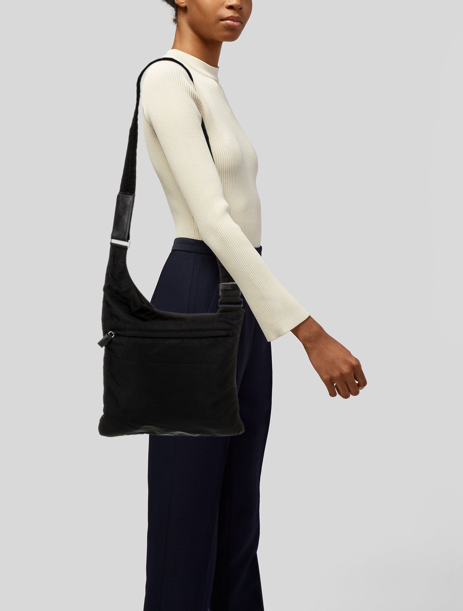 Prada Enameled Metal Triangle Messenger Bag