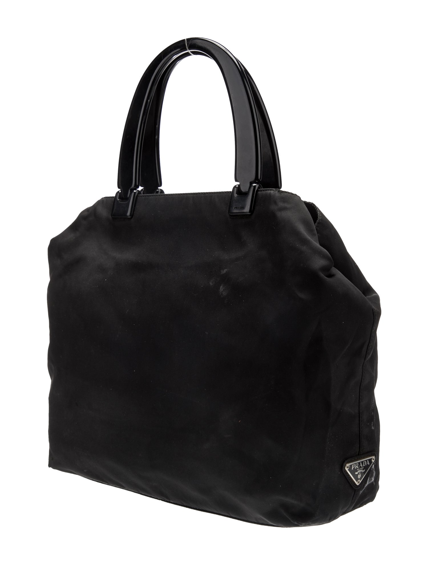 Prada Enameled Metal Triangle Tote